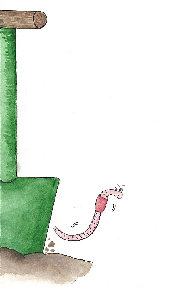 Worm and spade illustration