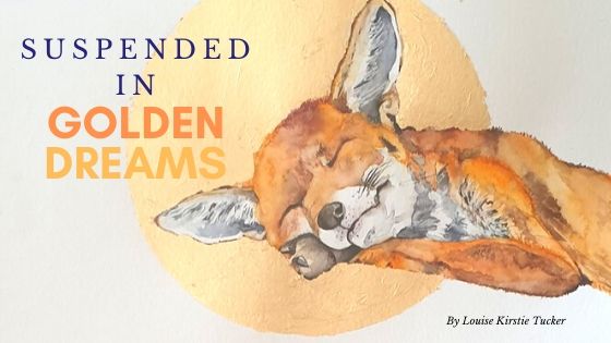 An image of a sleeping fox with a full moon background