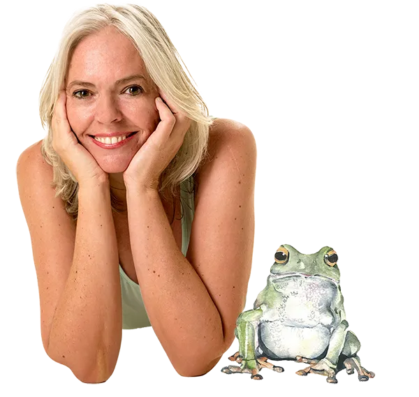 Louise Tucker with a green frog